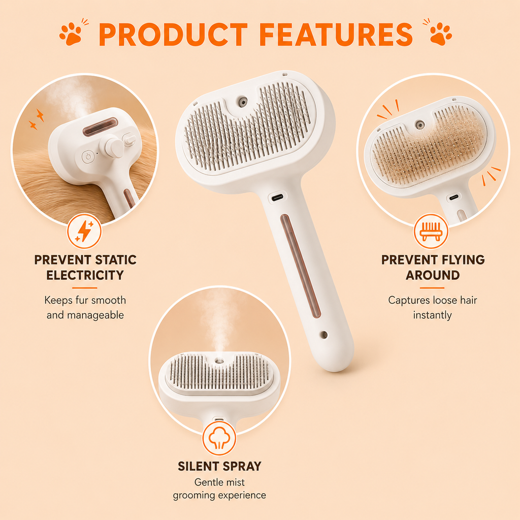 Steam Grooming Brush for Dogs