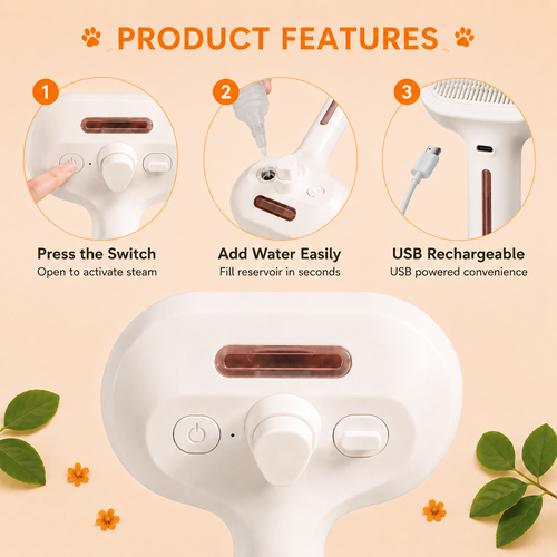 Steam Grooming Brush for Dogs
