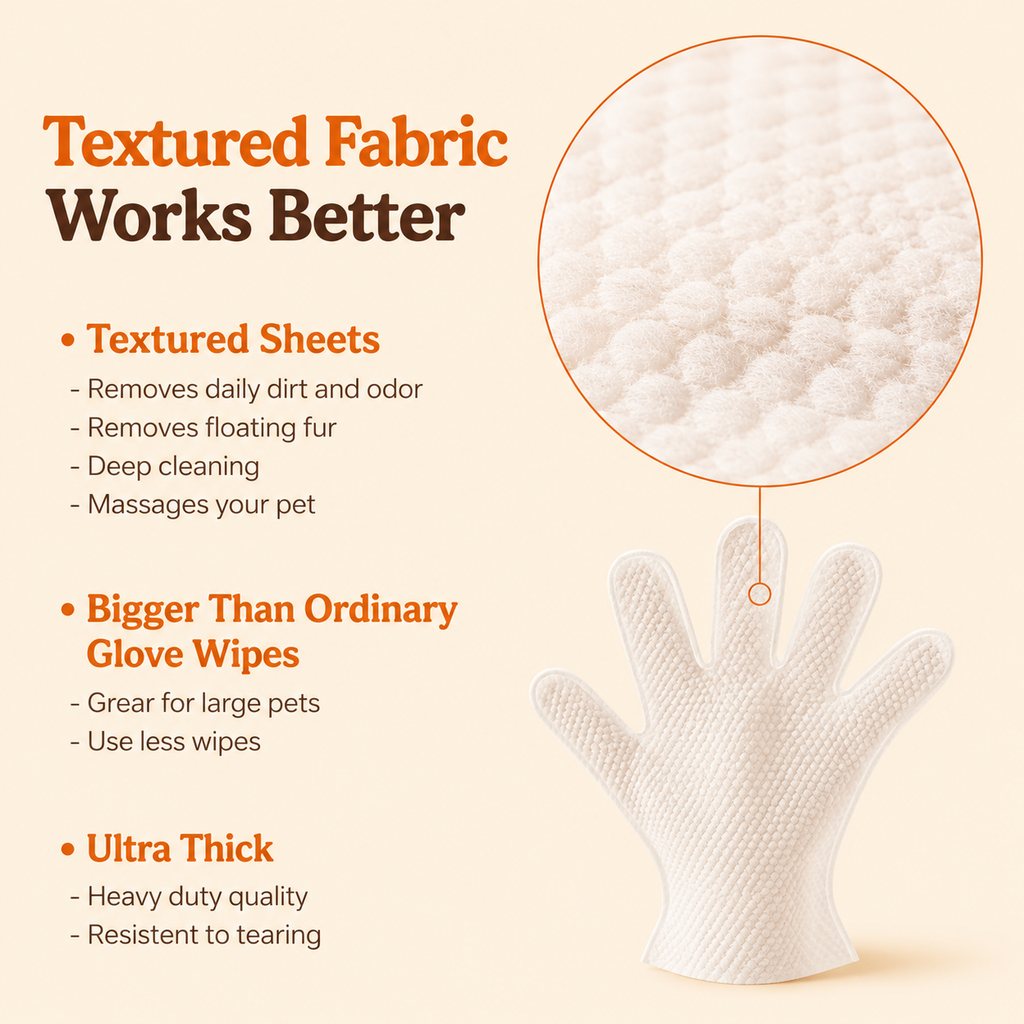 Deodorizing Glove Wipes for Dogs & Cats - Waterless Bath Alternative