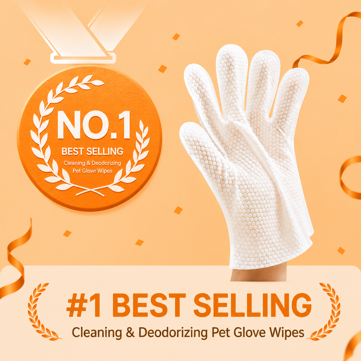 Deodorizing Glove Wipes for Dogs & Cats - Waterless Bath Alternative